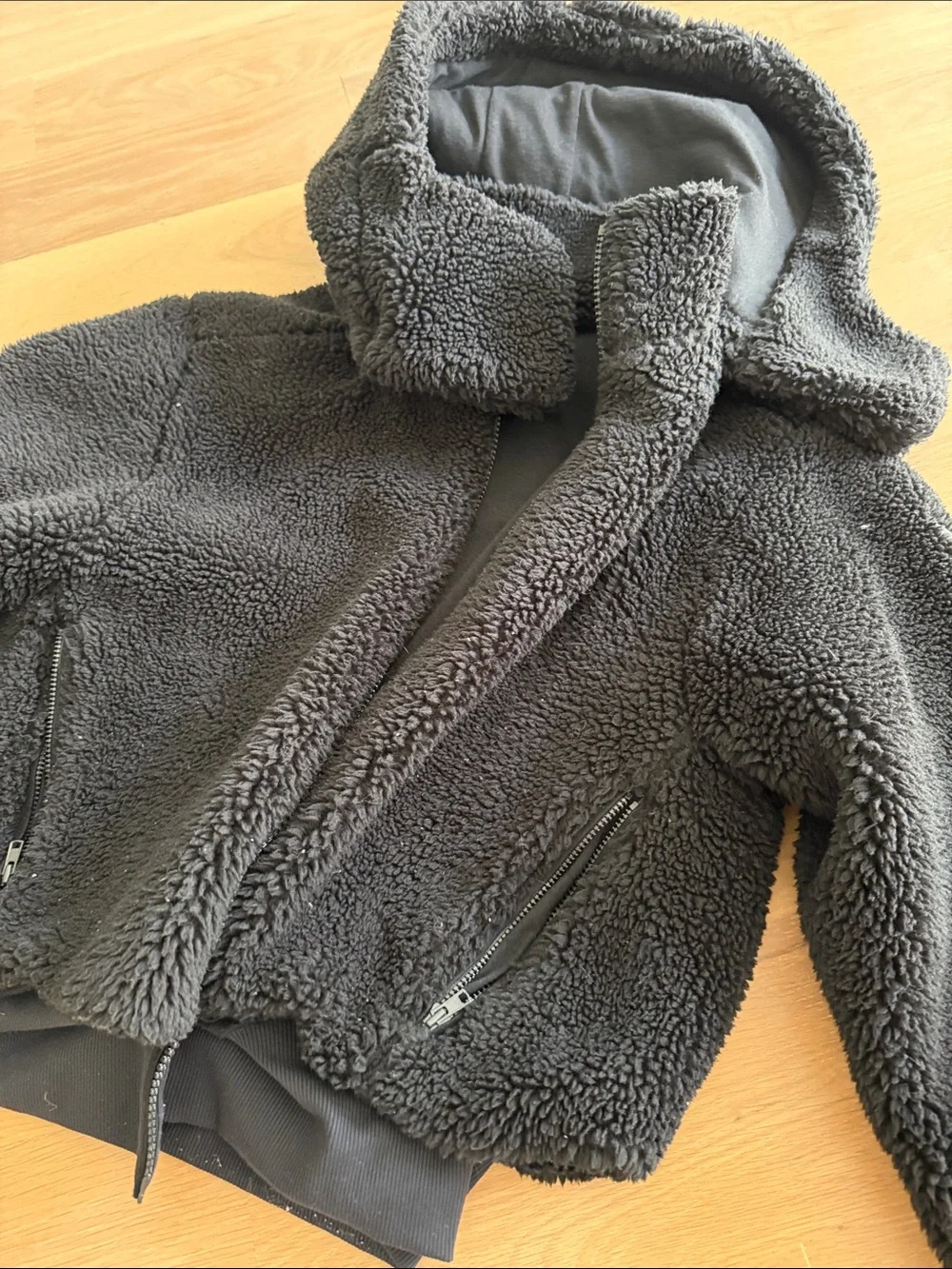 ALO Yoga Black Sherpa Zip-Up Hoodie